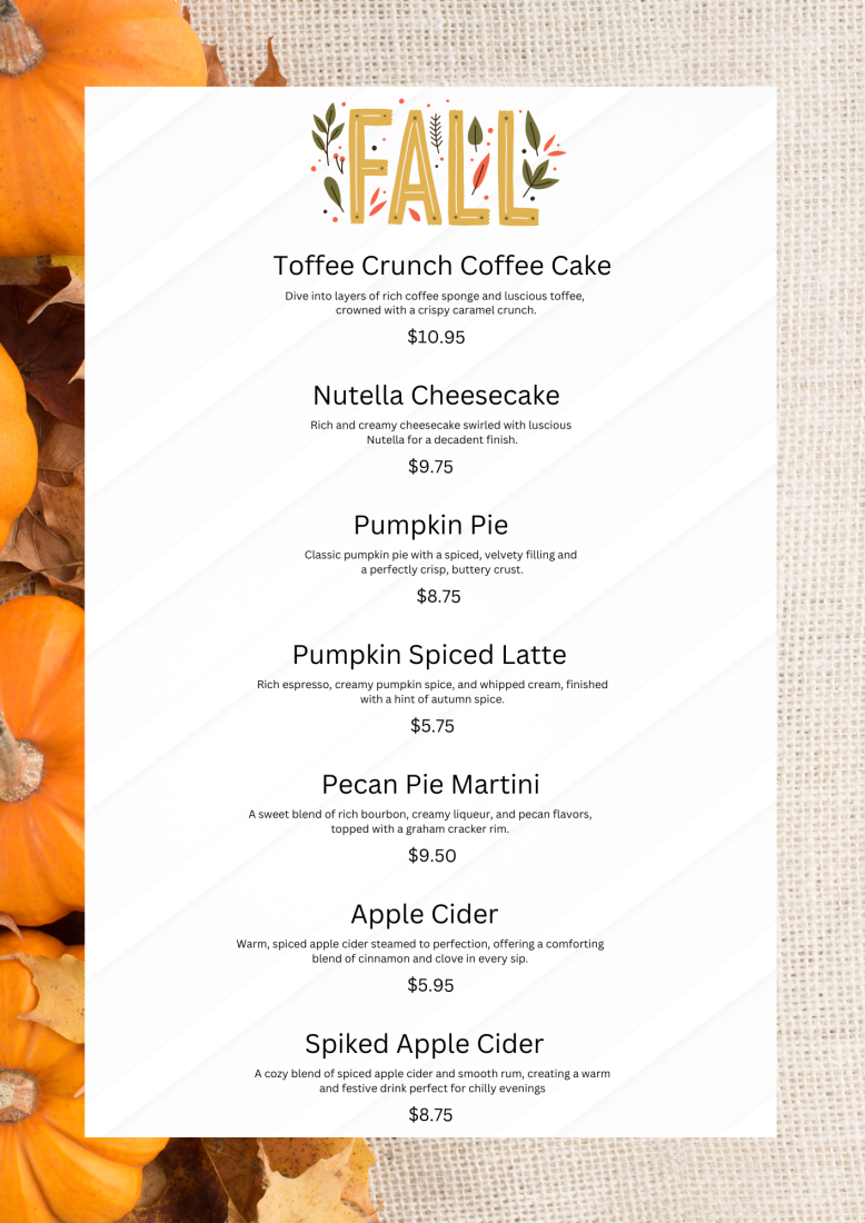 Fall menu